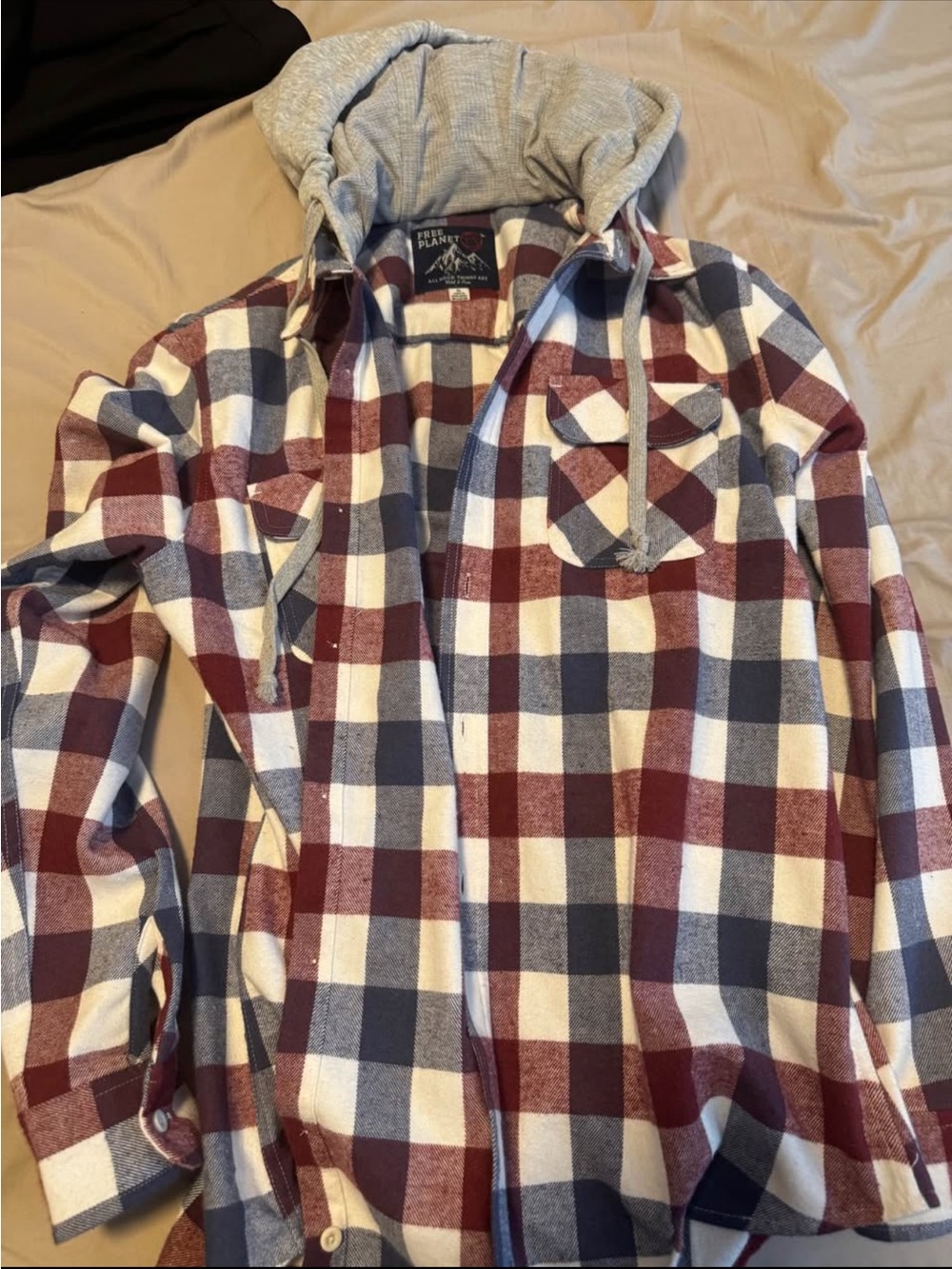 Free Planet Black and Orange Mountain Logo Flannel